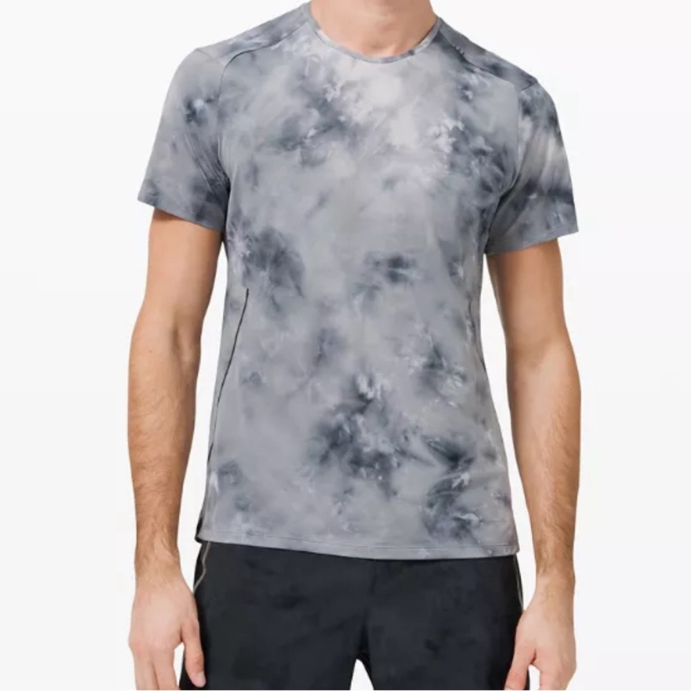 Lululemon Men XL Tie Dye Mint Tidewater Teal Fast Free Short Sleeve Spray Shirt